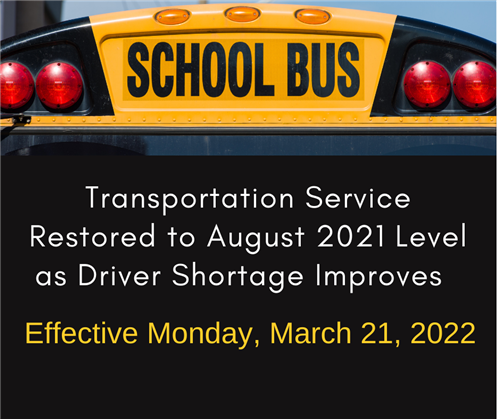 Bus routes restored August 2021 levels